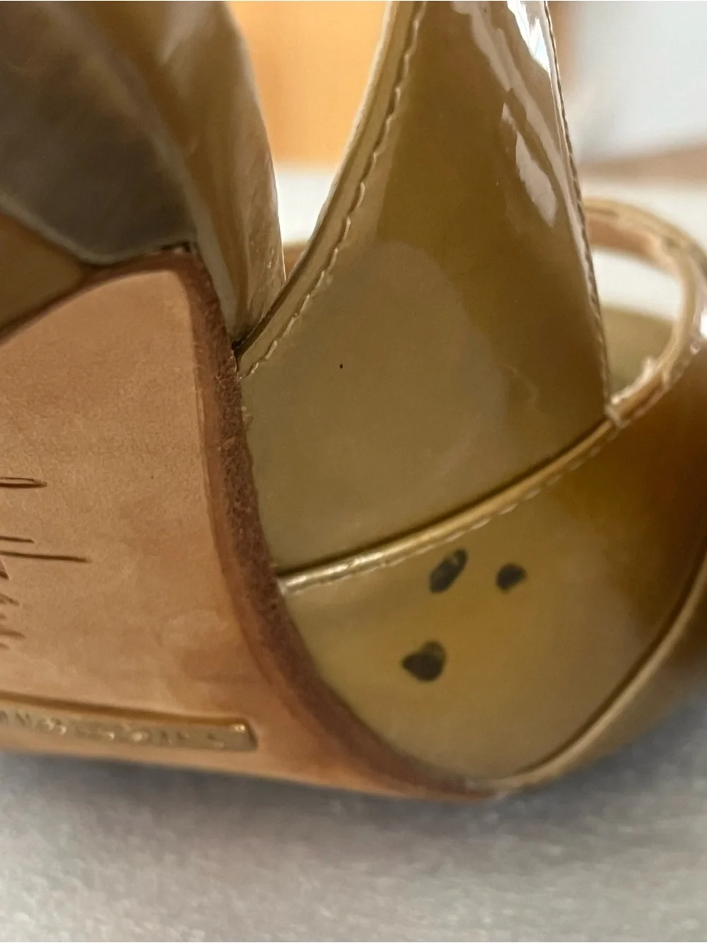 Cole Haan Nike Air Metallic Gold Patent Slingback Peep-Toe Heels PROJECT Piece